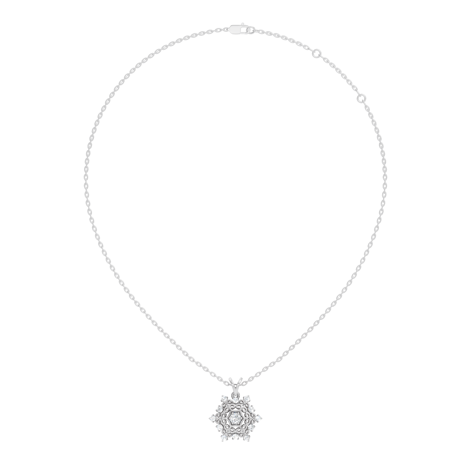 Filigree Snowflake Diamond Cluster Pendant