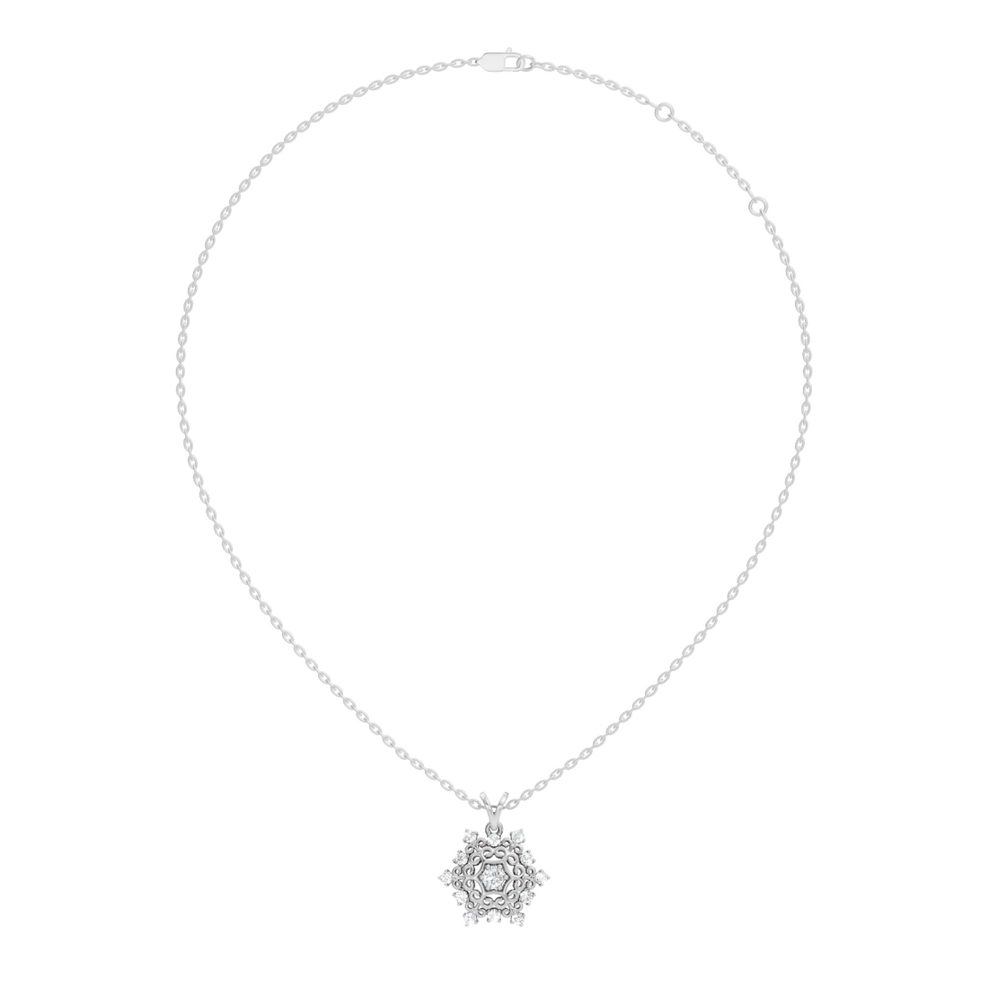 Filigree Snowflake Diamond Cluster Pendant