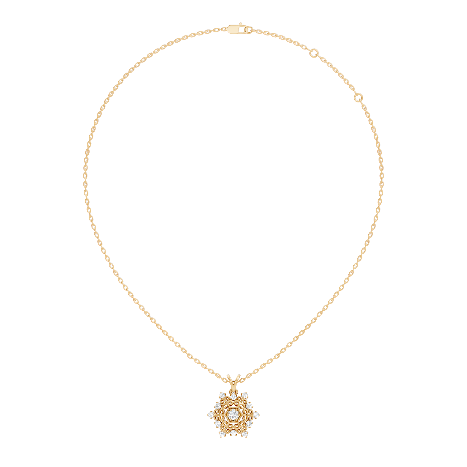 Filigree Snowflake Diamond Cluster Pendant