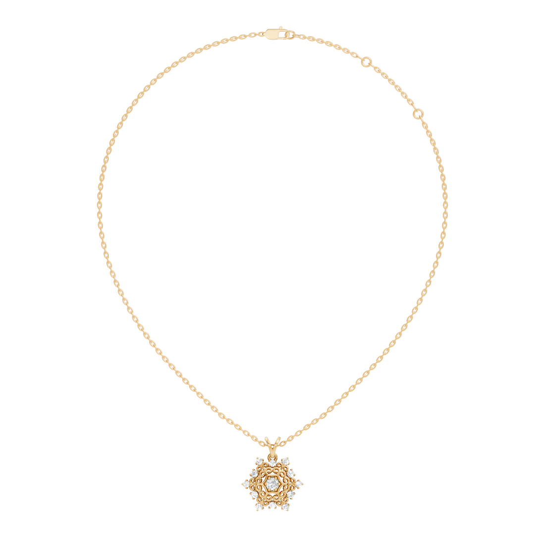 Filigree Snowflake Diamond Cluster Pendant