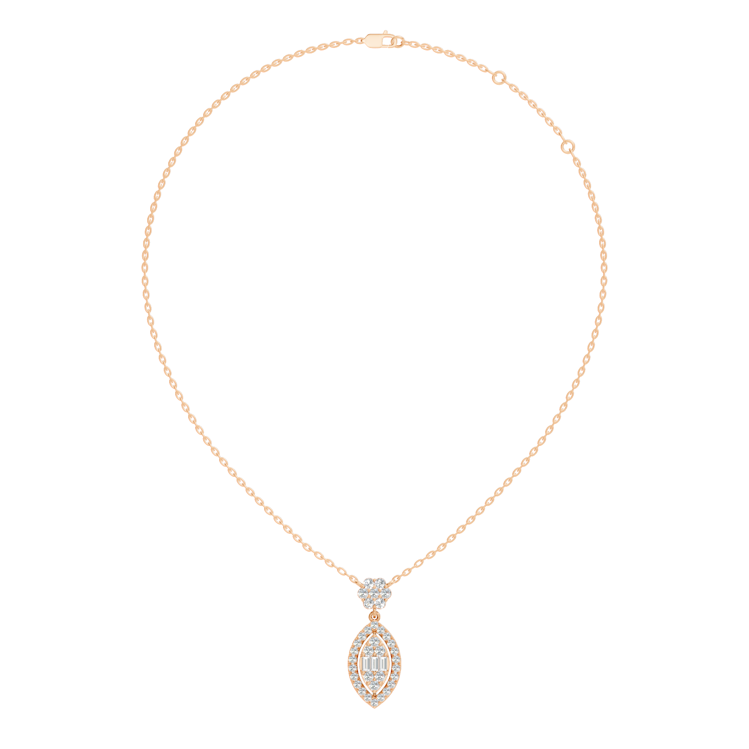 Marquise Dangle Diamond Cluster Pendant with Baguettes