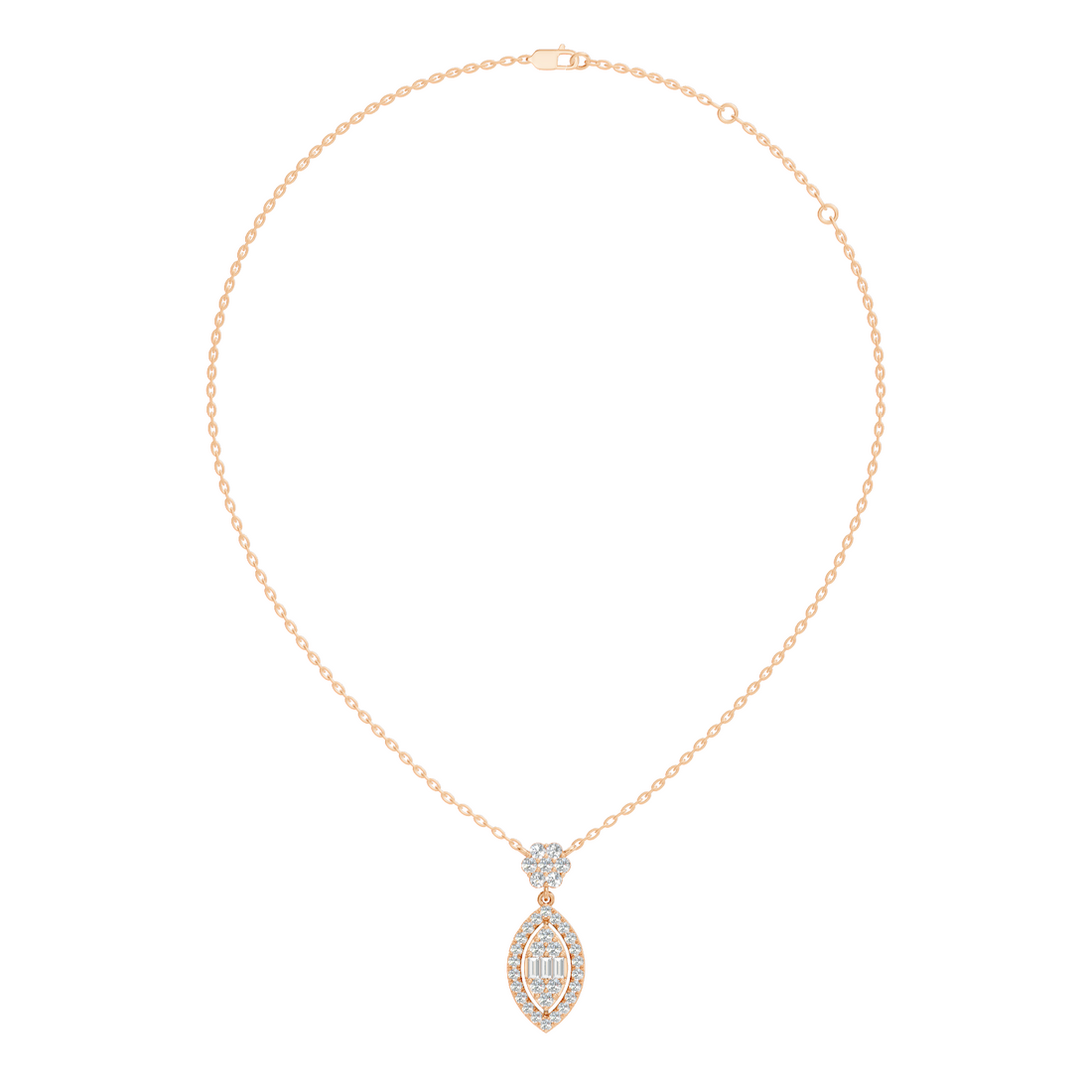 Marquise Dangle Diamond Cluster Pendant with Baguettes