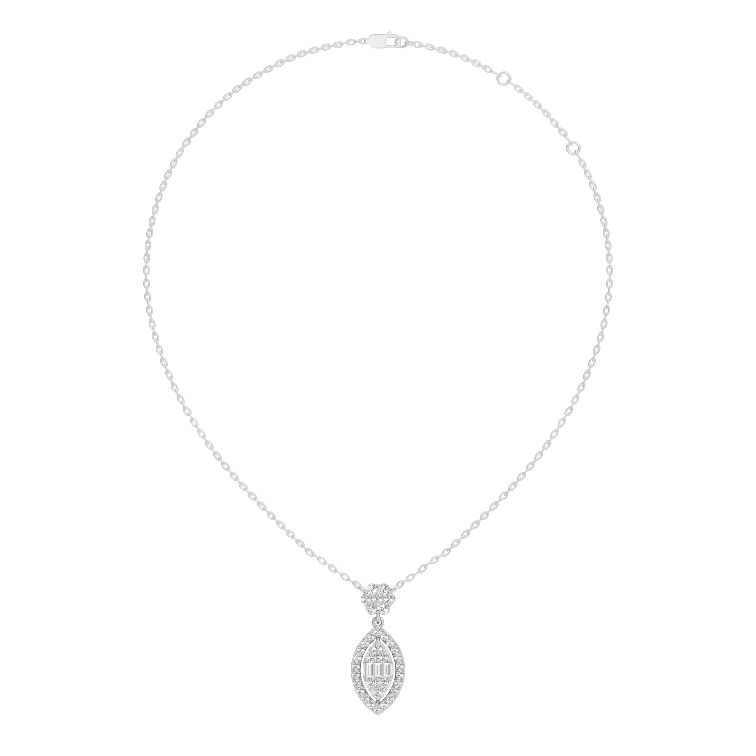 Marquise Dangle Diamond Cluster Pendant with Baguettes