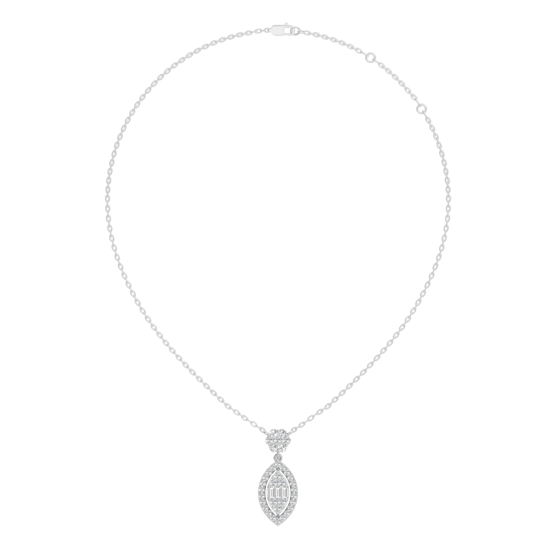 Marquise Dangle Diamond Cluster Pendant with Baguettes