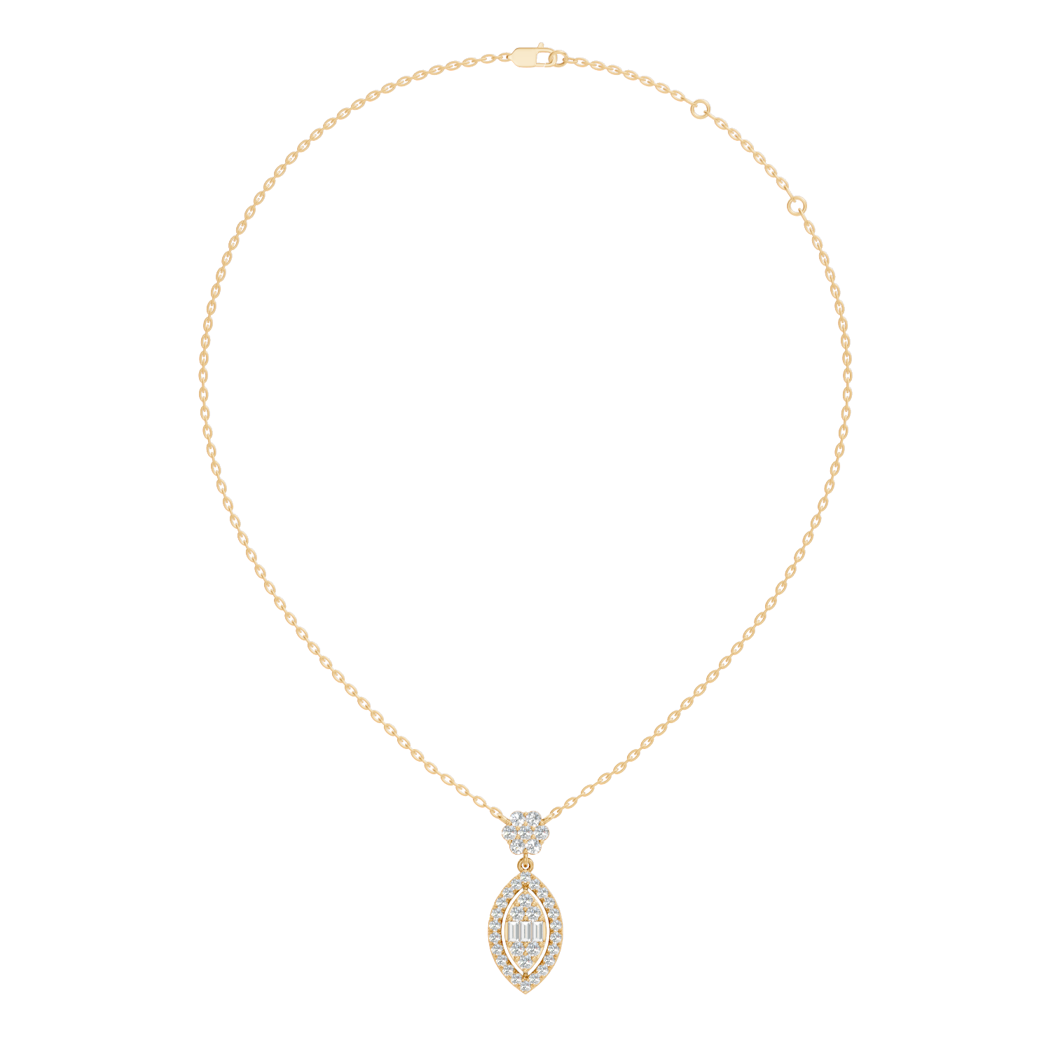 Marquise Dangle Diamond Cluster Pendant with Baguettes