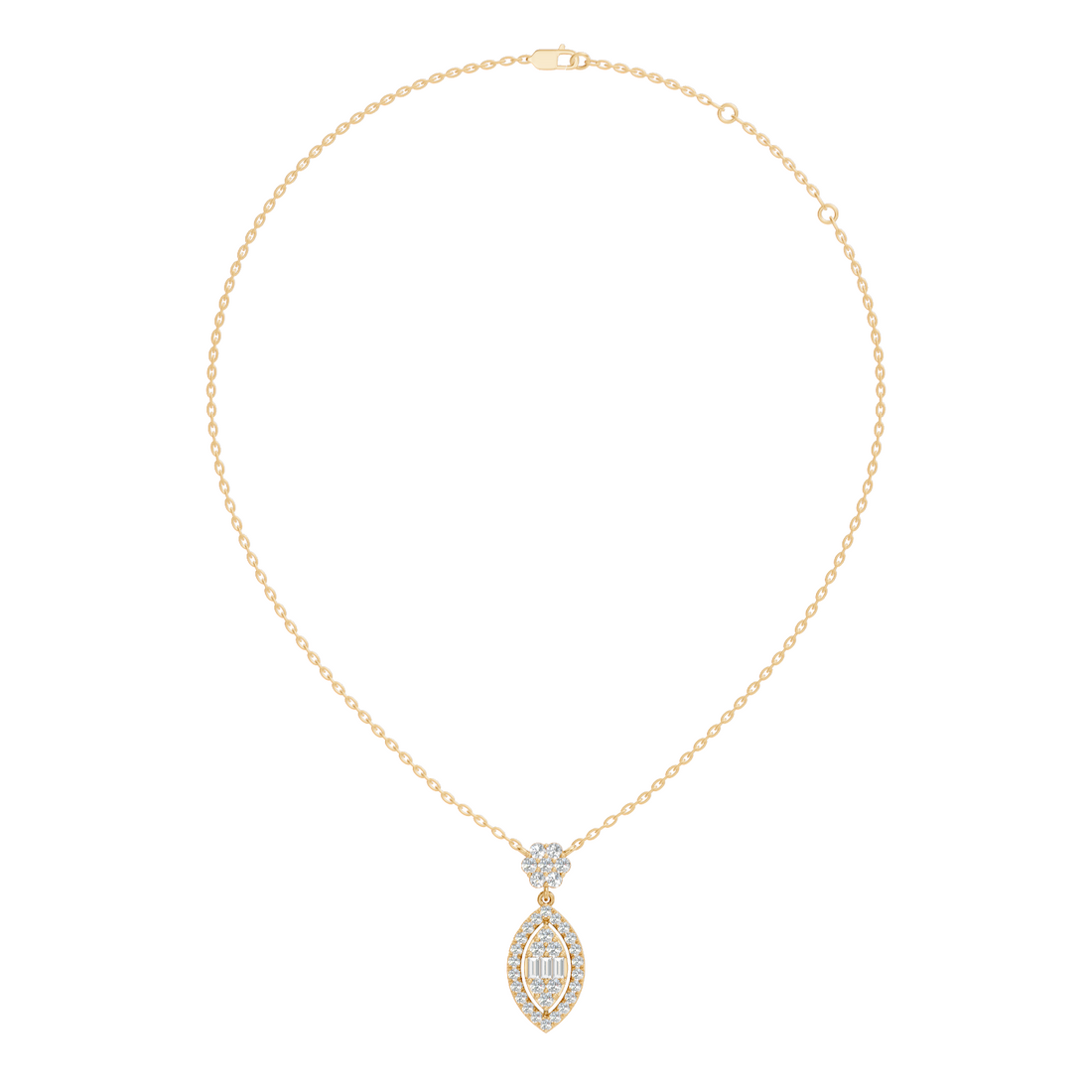 Marquise Dangle Diamond Cluster Pendant with Baguettes