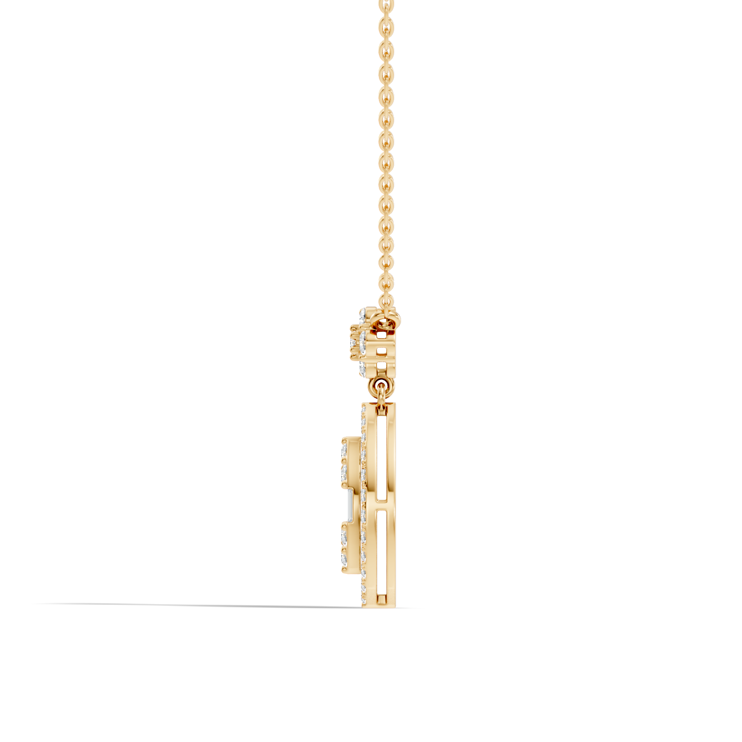 Marquise Dangle Diamond Cluster Pendant with Baguettes