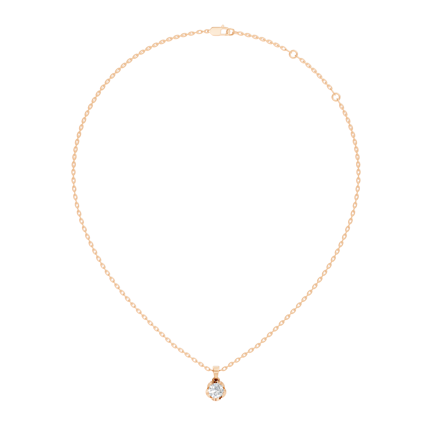 Fluted Scalloped 40 Pointer Solitaire Diamond Pendant