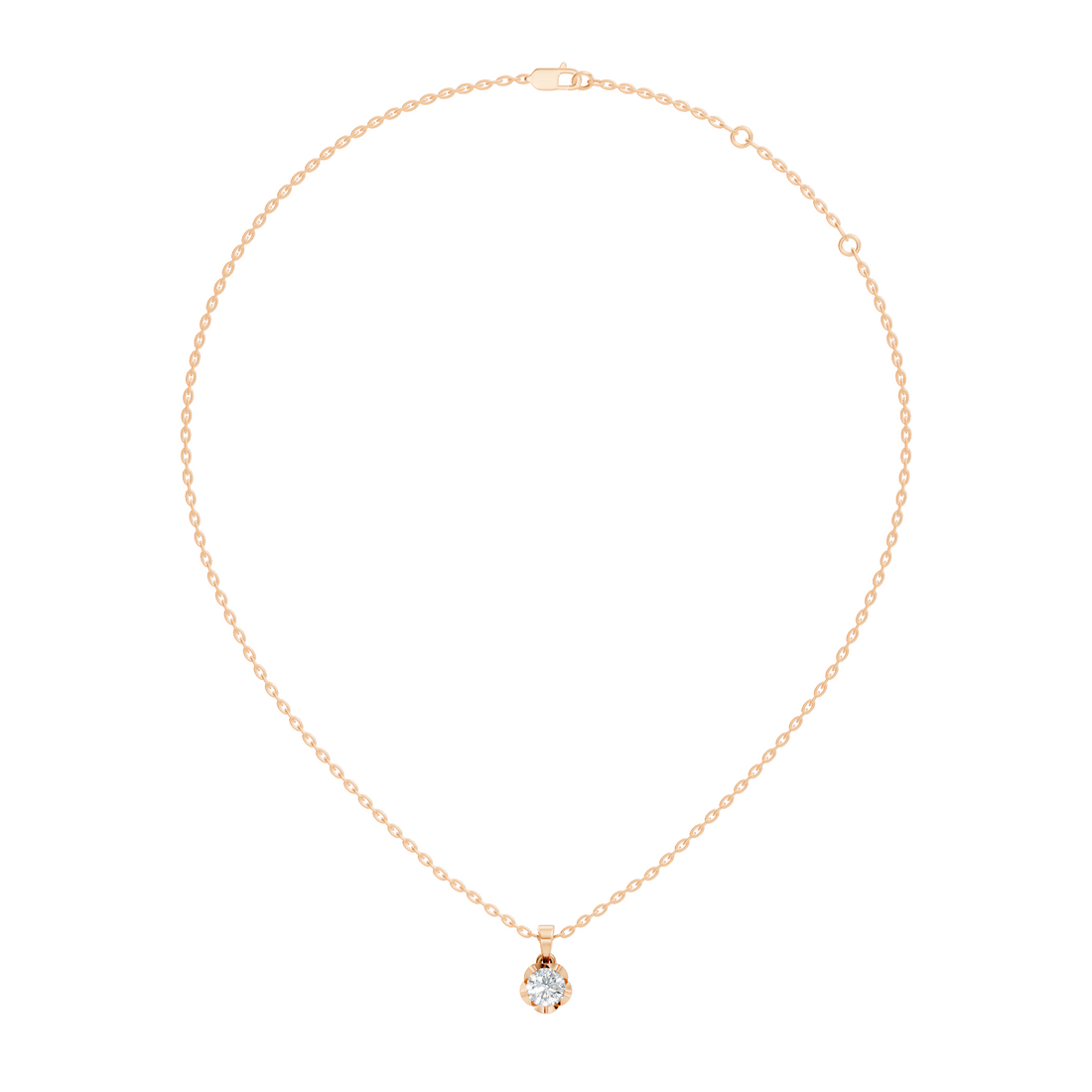 Fluted Scalloped 40 Pointer Solitaire Diamond Pendant