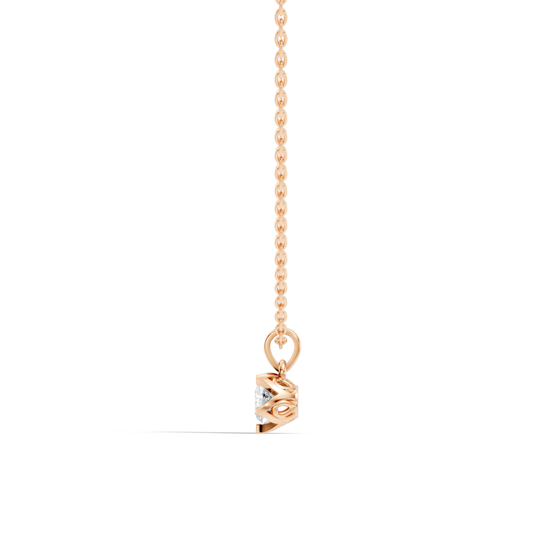 Fluted Scalloped 40 Pointer Solitaire Diamond Pendant