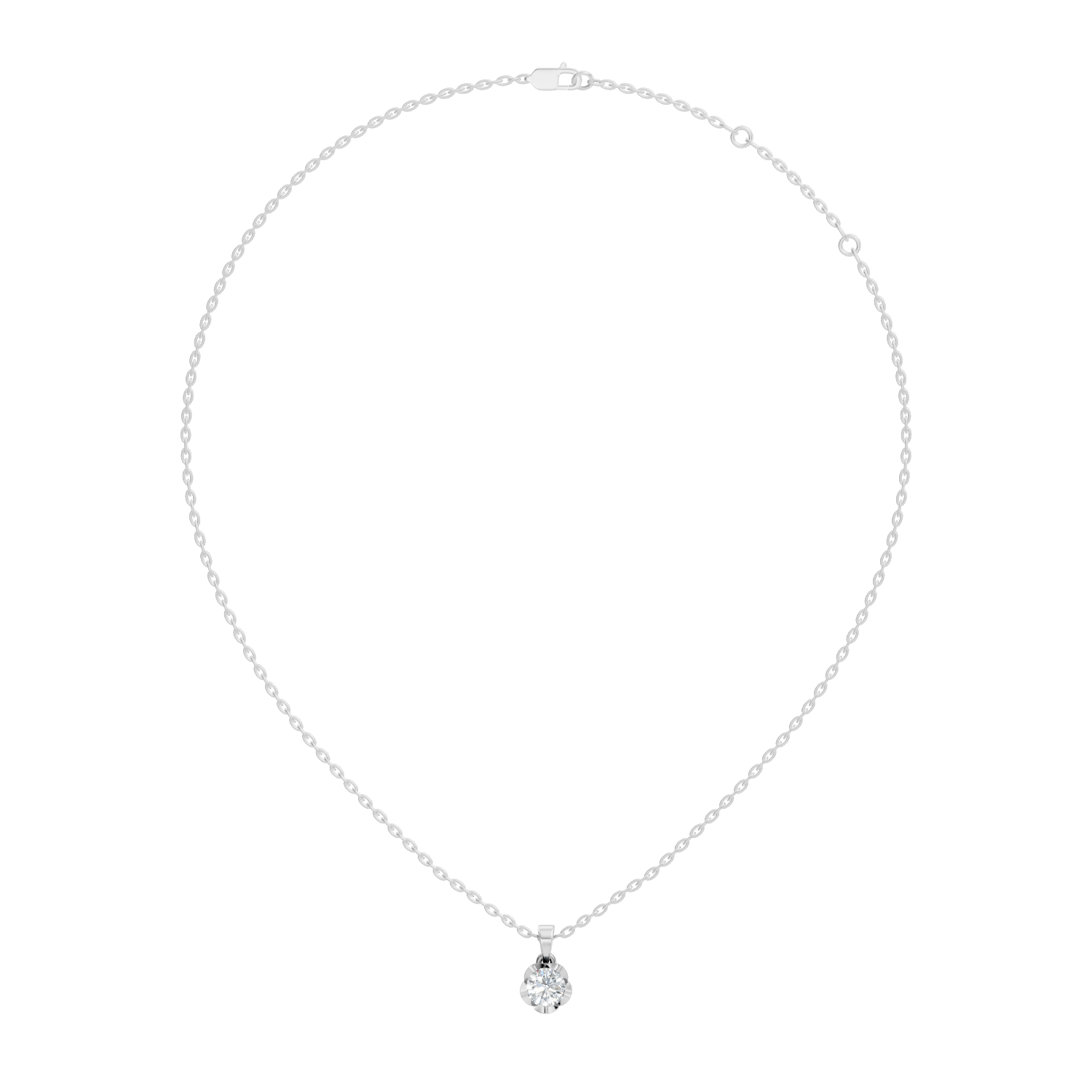 Fluted Scalloped 40 Pointer Solitaire Diamond Pendant