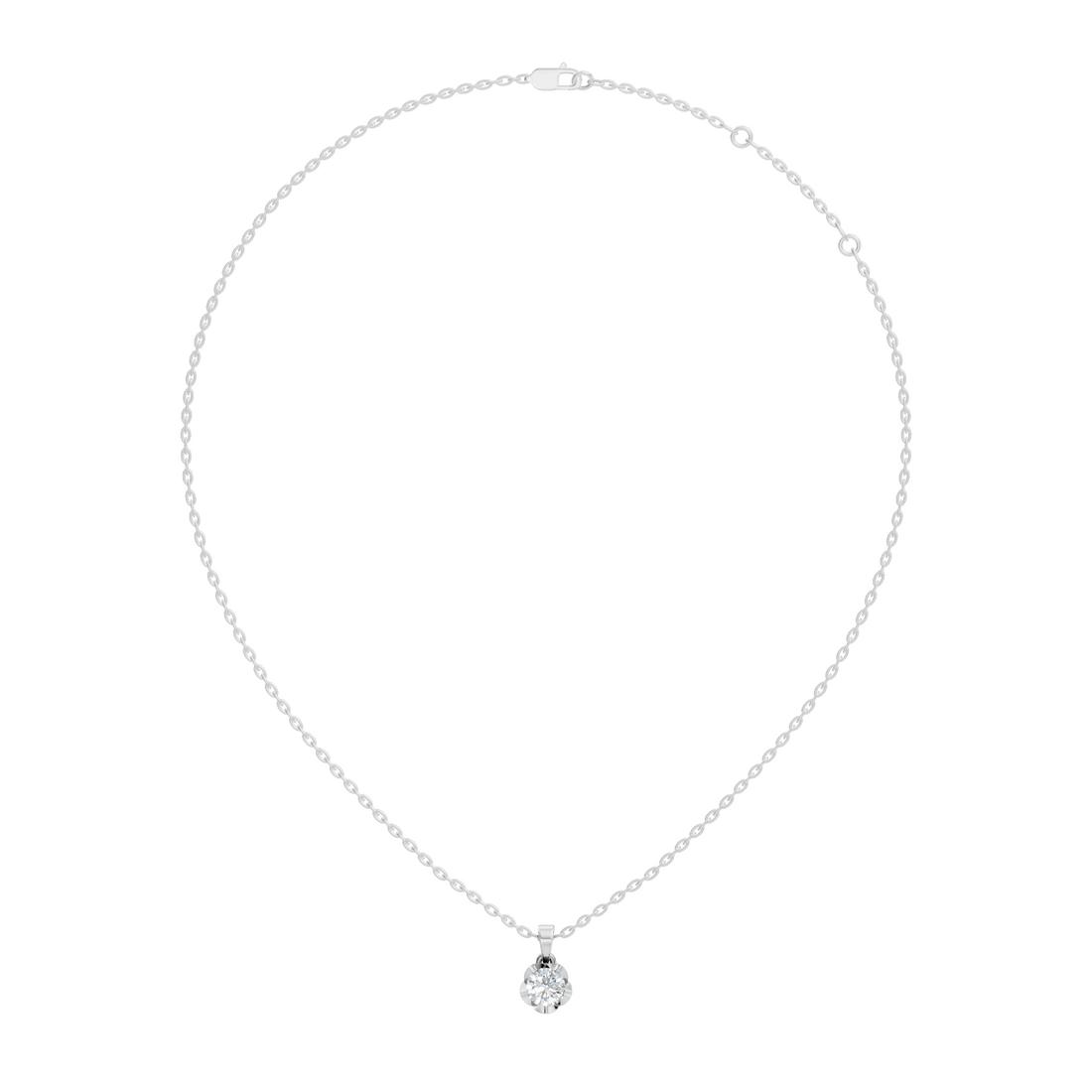 Fluted Scalloped 40 Pointer Solitaire Diamond Pendant