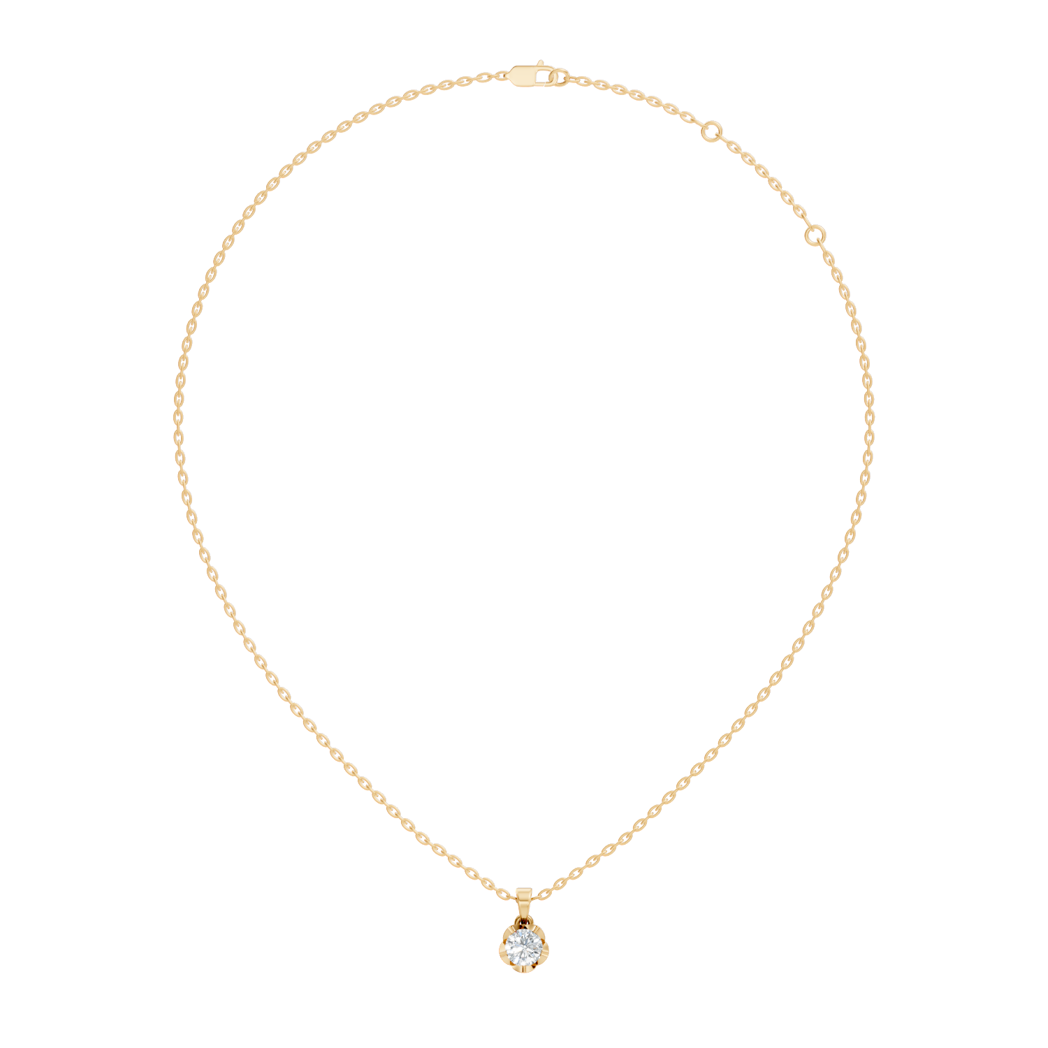 Fluted Scalloped 40 Pointer Solitaire Diamond Pendant
