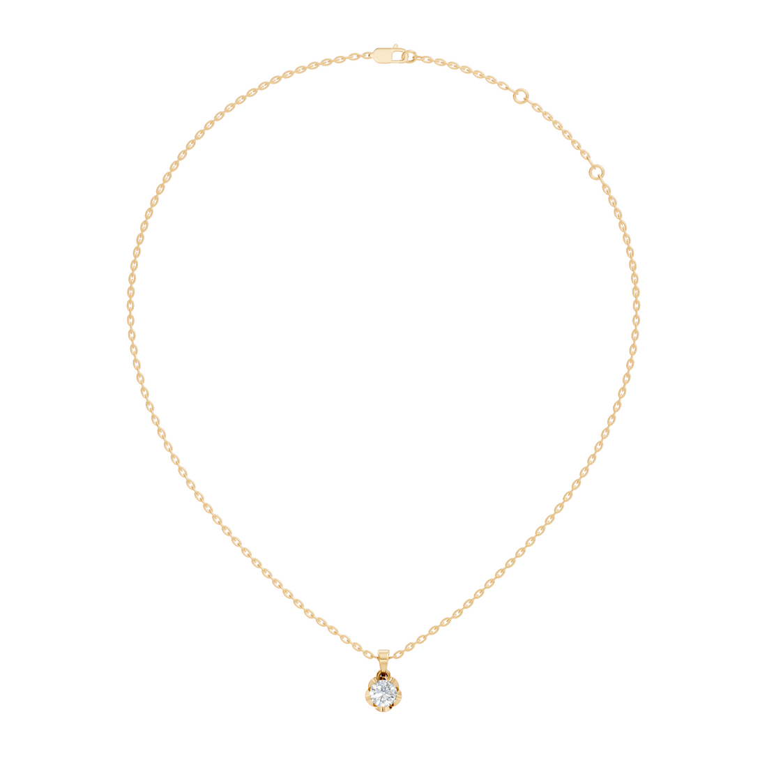 Fluted Scalloped 40 Pointer Solitaire Diamond Pendant
