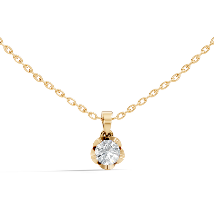 Fluted Scalloped 40 Pointer Solitaire Diamond Pendant