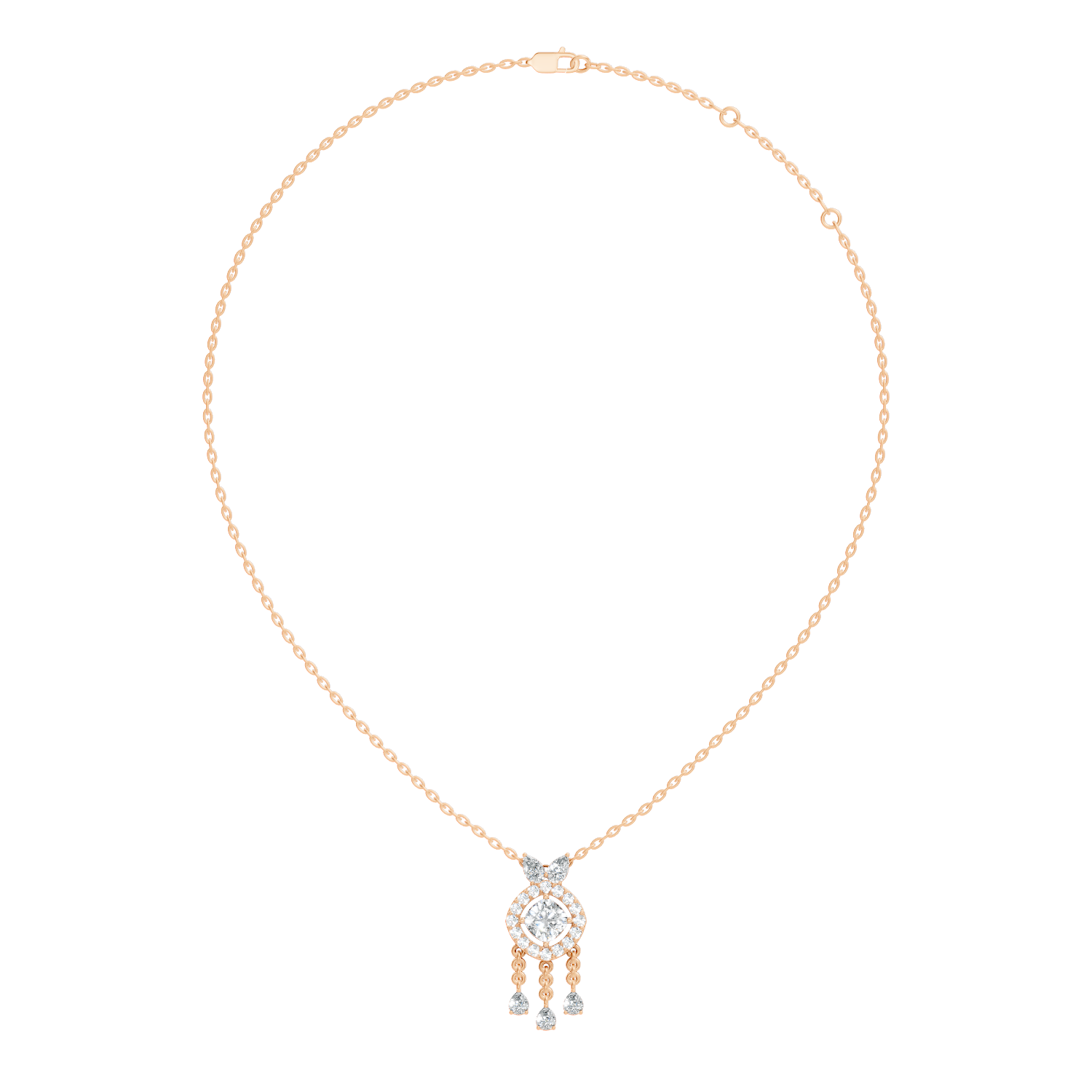 Cushion Cut Diamond Chandelier Pendant with Pear Drops