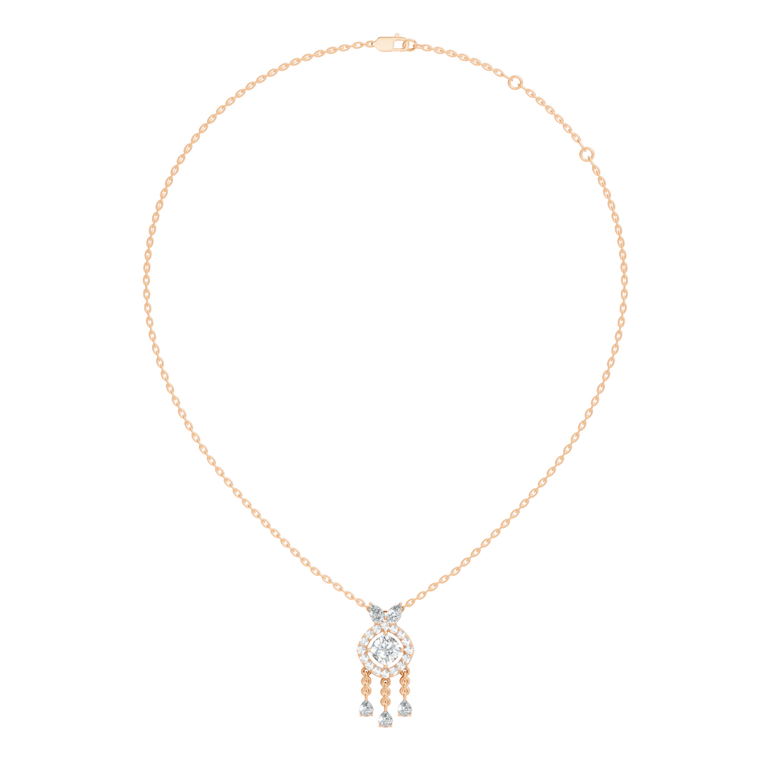 Cushion Cut Diamond Chandelier Pendant with Pear Drops