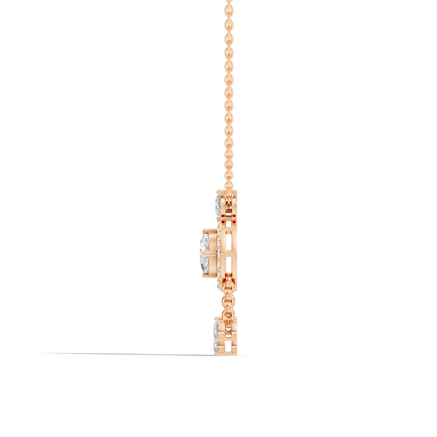 Cushion Cut Diamond Chandelier Pendant with Pear Drops