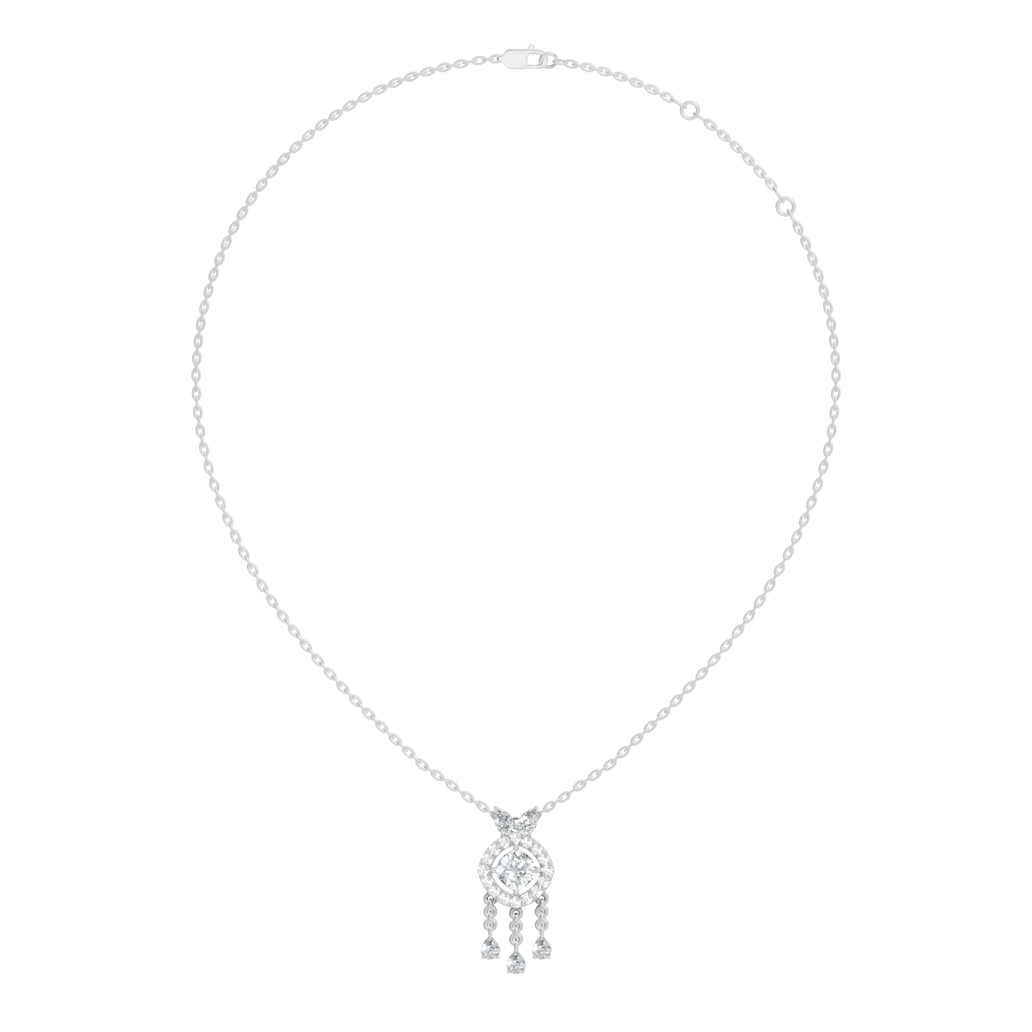 Cushion Cut Diamond Chandelier Pendant with Pear Drops