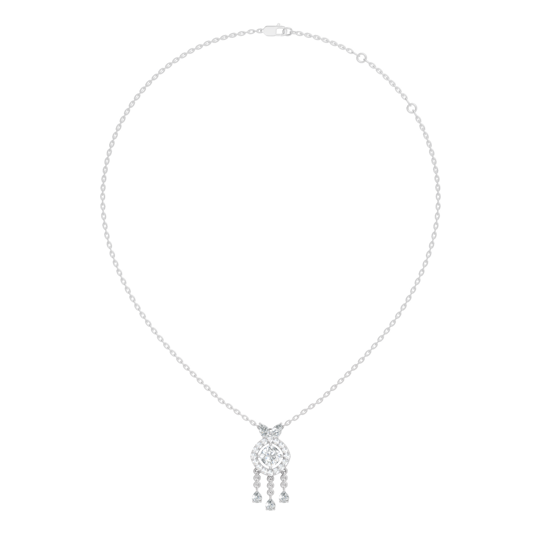 Cushion Cut Diamond Chandelier Pendant with Pear Drops