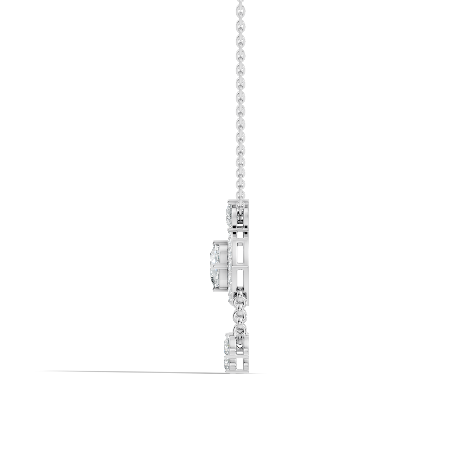 Cushion Cut Diamond Chandelier Pendant with Pear Drops