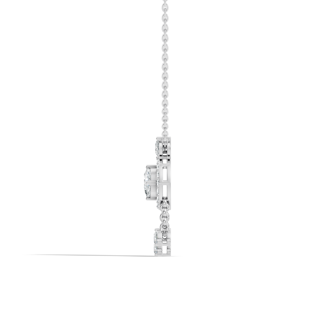 Cushion Cut Diamond Chandelier Pendant with Pear Drops