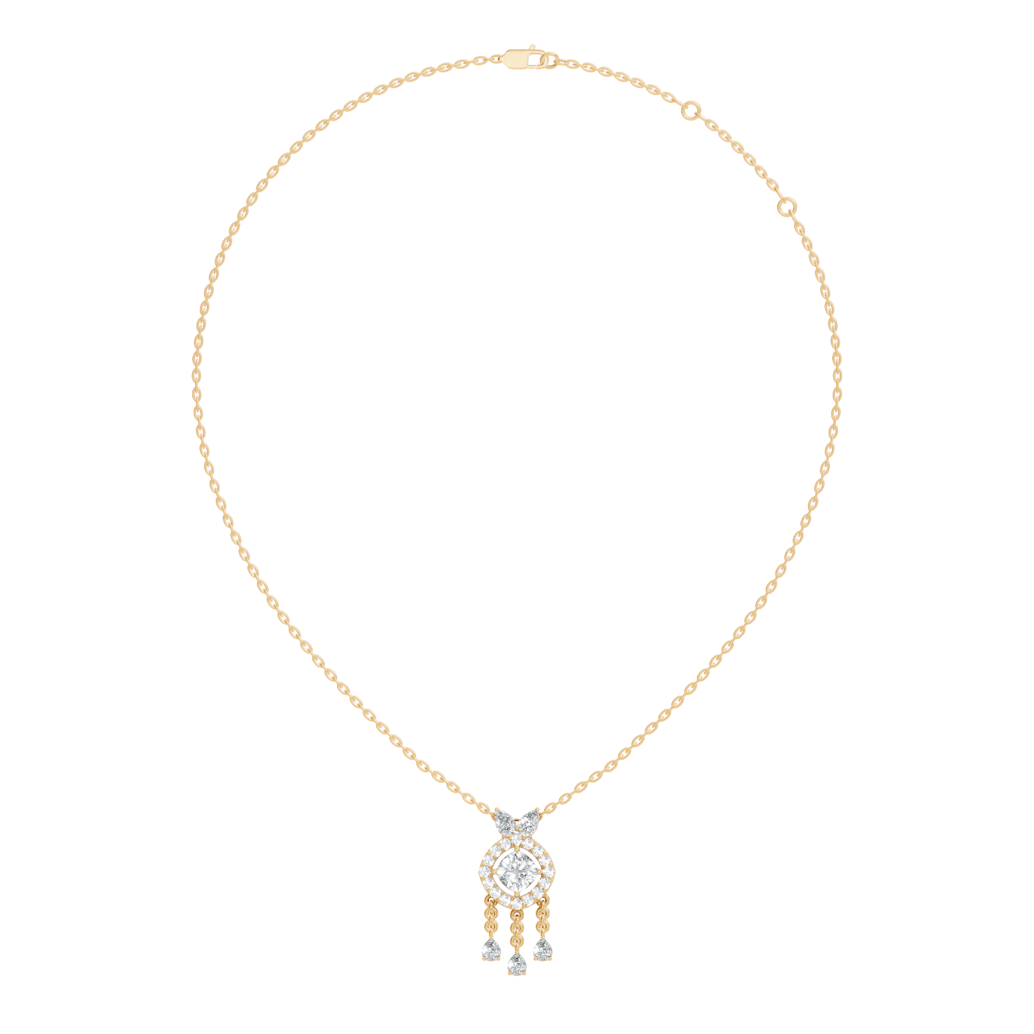 Cushion Cut Diamond Chandelier Pendant with Pear Drops