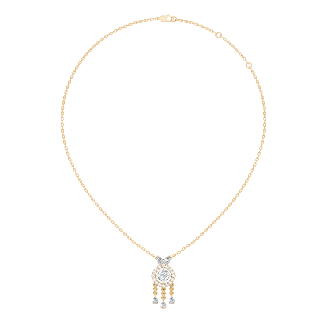 Cushion Cut Diamond Chandelier Pendant with Pear Drops