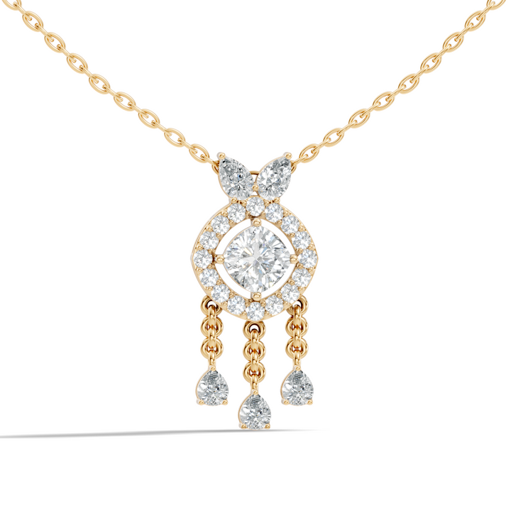 Cushion Cut Diamond Chandelier Pendant with Pear Drops