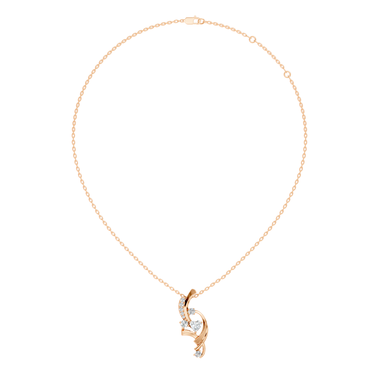 Swirl Ribbon Heart Diamond Pendant