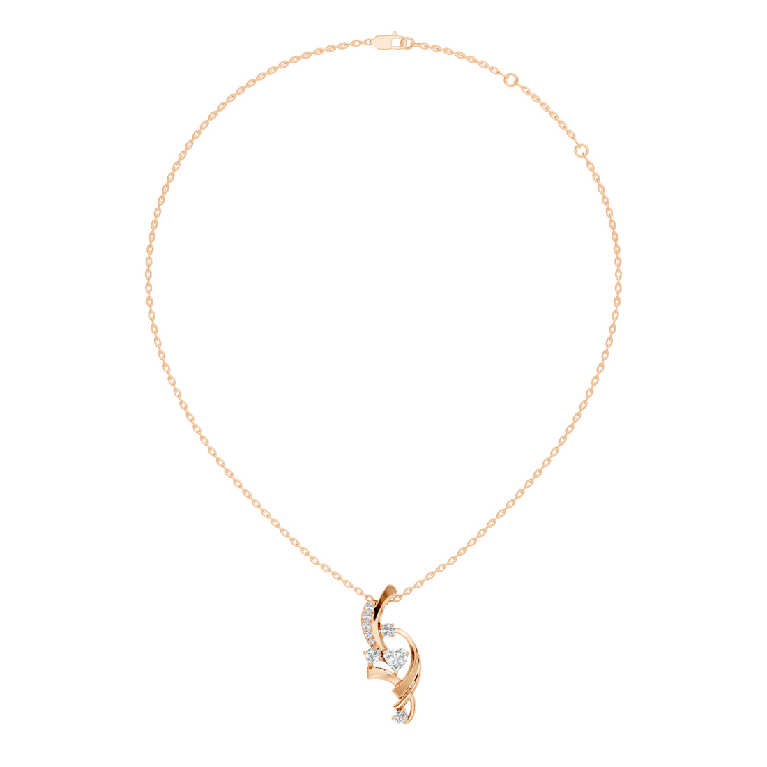 Swirl Ribbon Heart Diamond Pendant