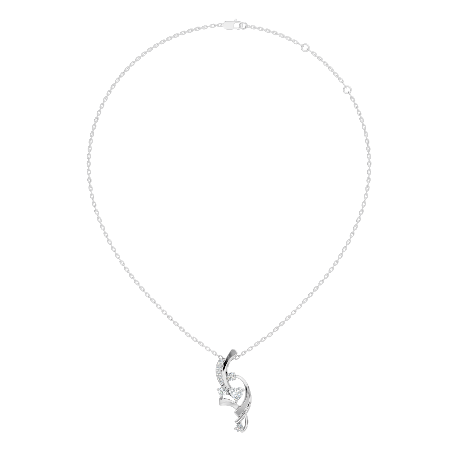 Swirl Ribbon Heart Diamond Pendant