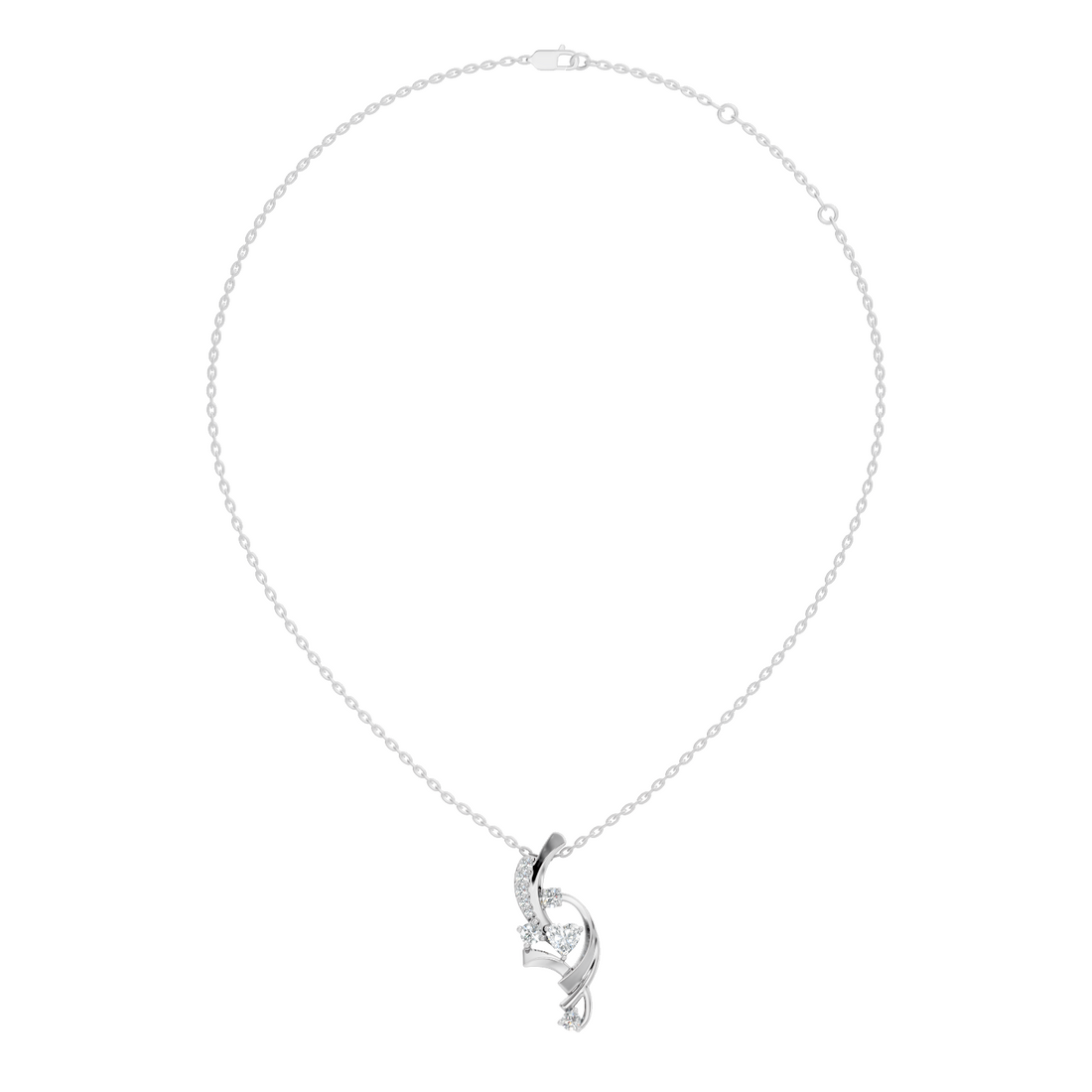 Swirl Ribbon Heart Diamond Pendant