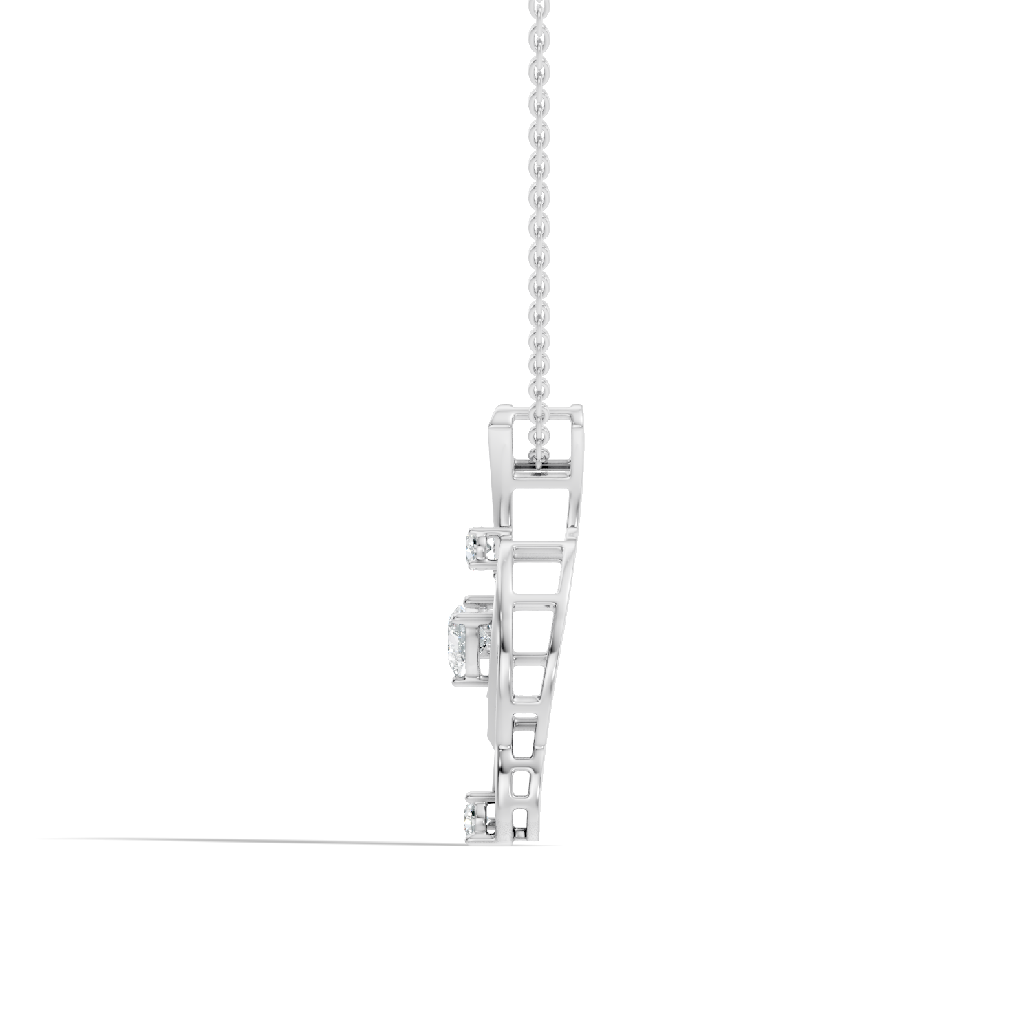 Swirl Ribbon Heart Diamond Pendant