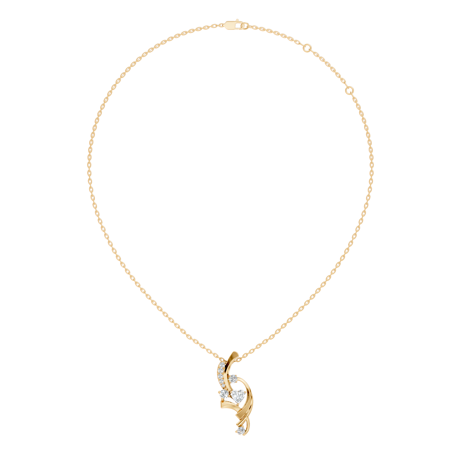 Swirl Ribbon Heart Diamond Pendant