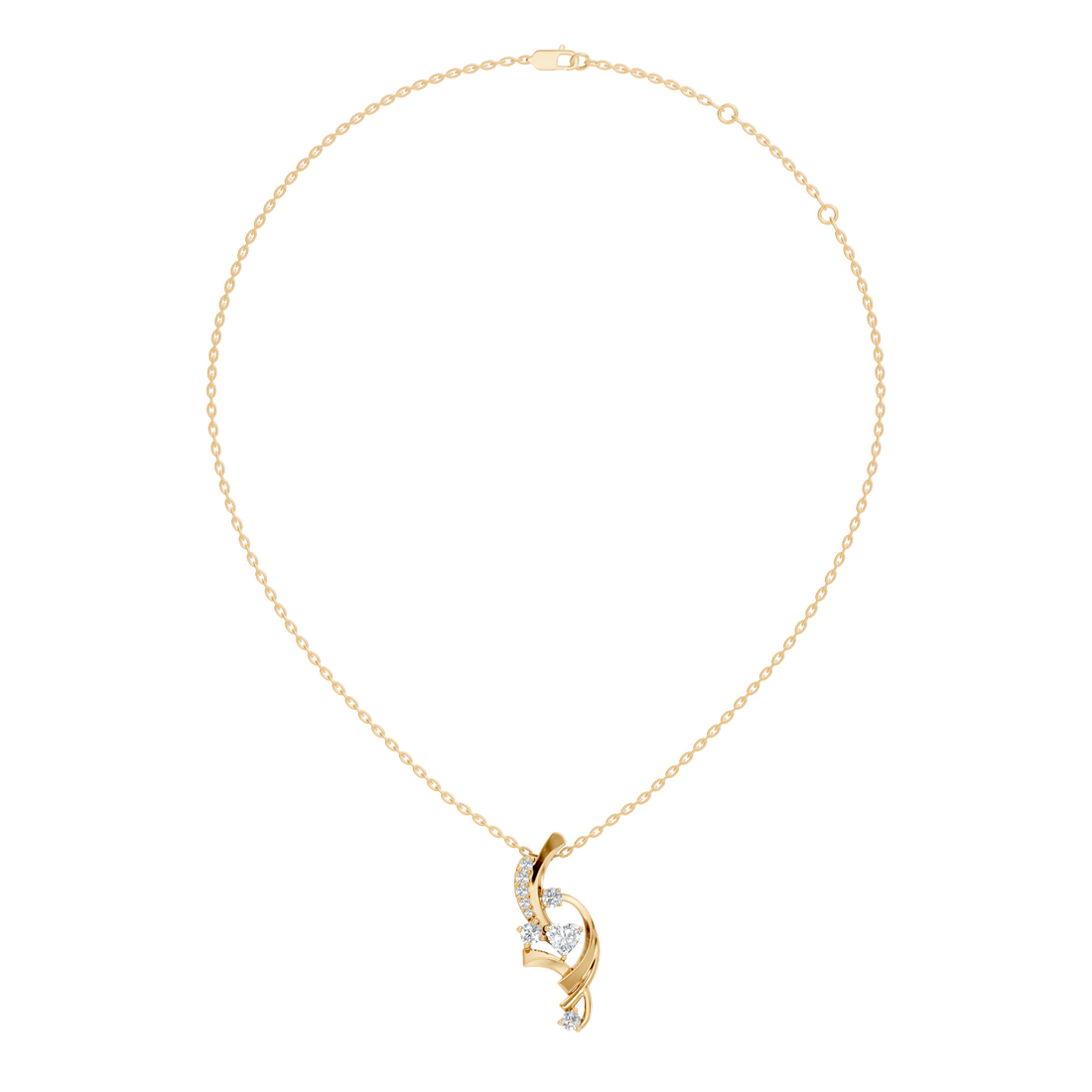 Swirl Ribbon Heart Diamond Pendant