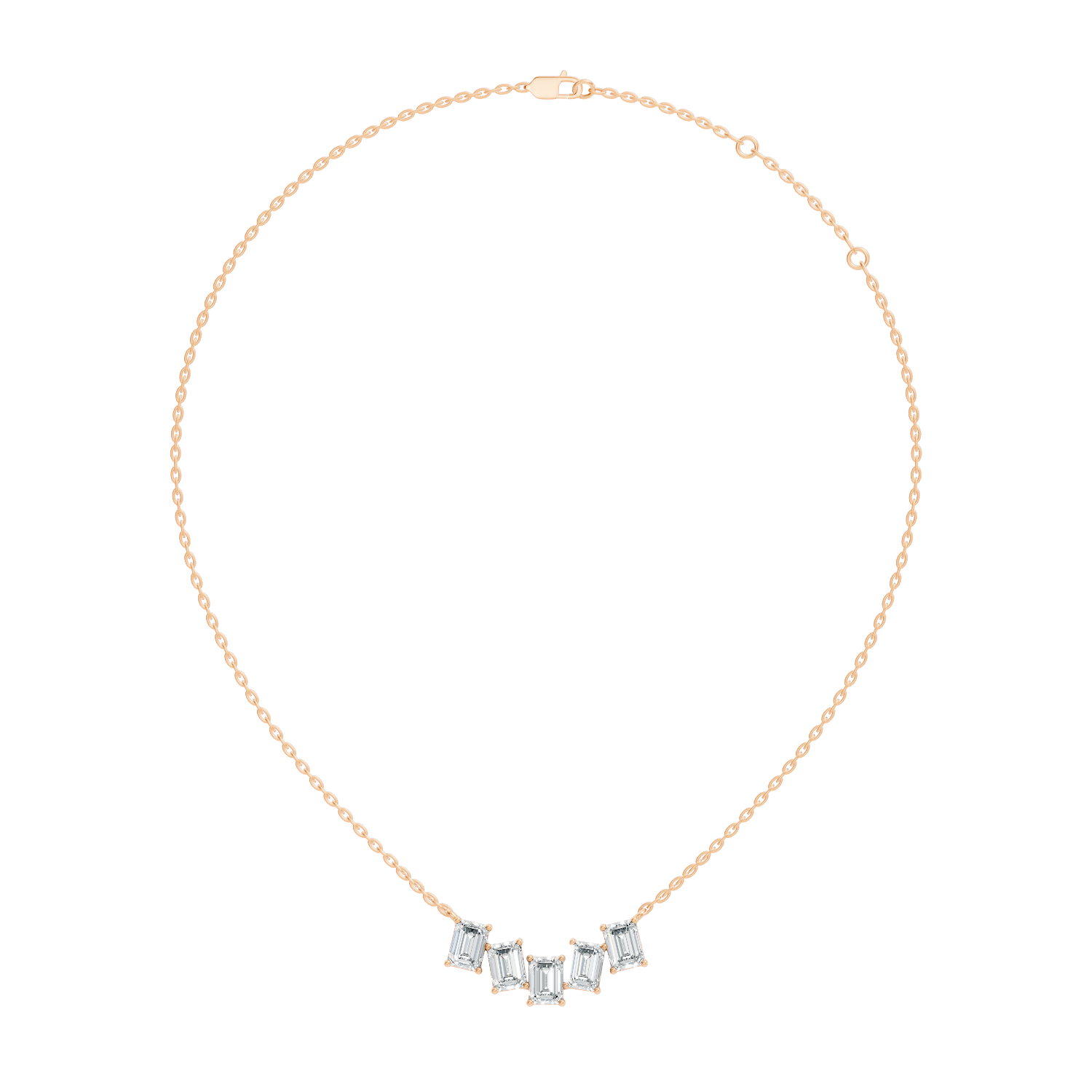 5-Stone Curved Emerald Cut Diamond Journey Necklace Pendant
