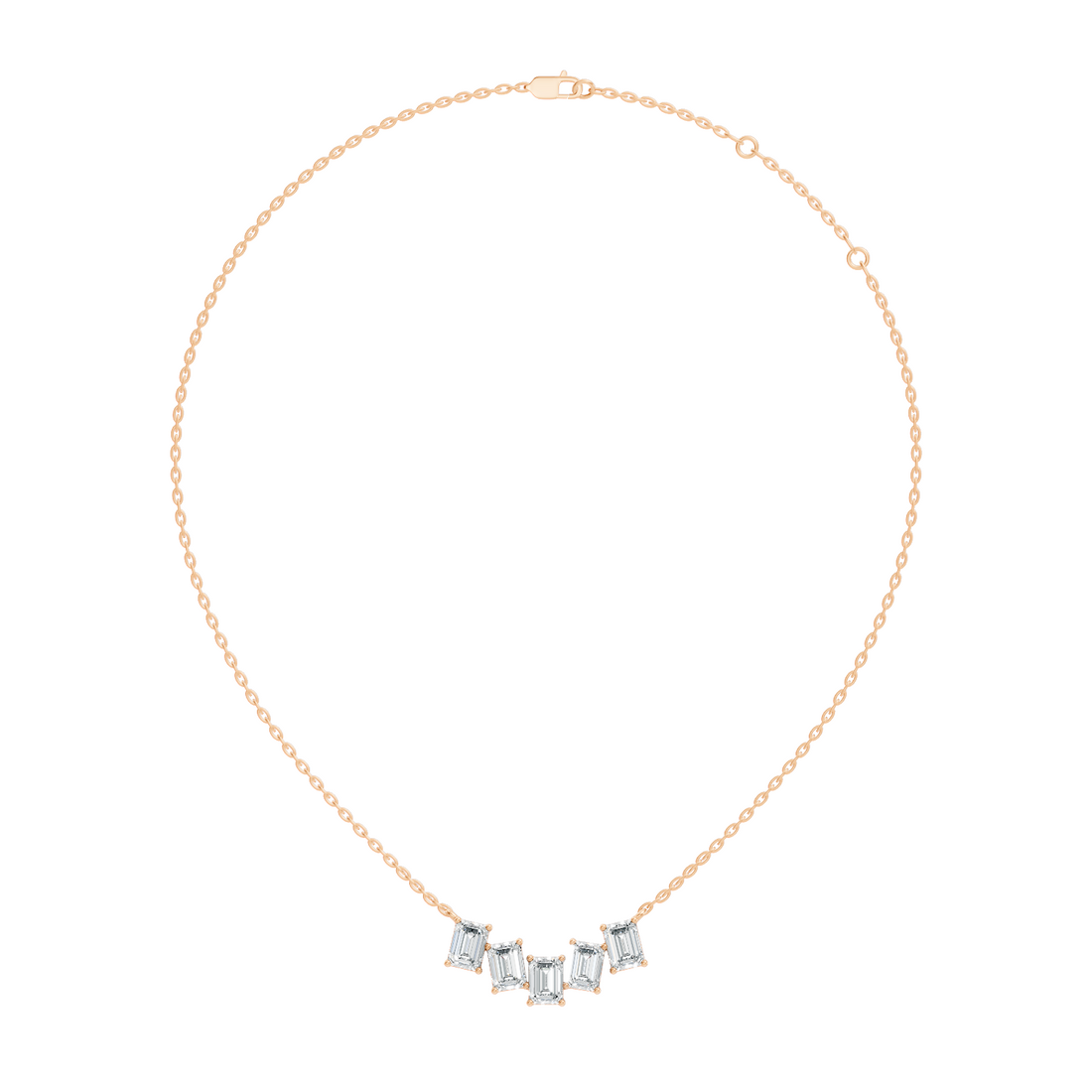 5-Stone Curved Emerald Cut Diamond Journey Necklace Pendant