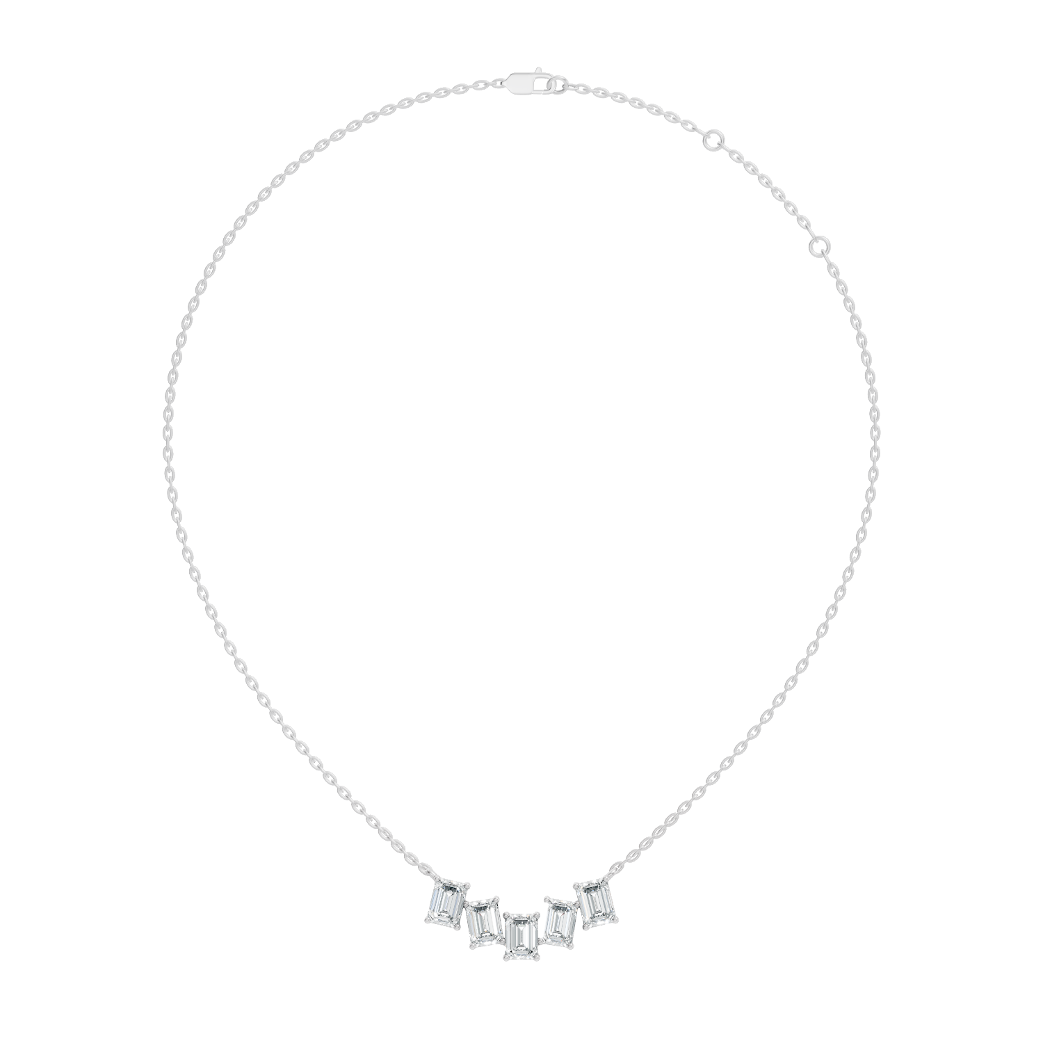 5-Stone Curved Emerald Cut Diamond Journey Necklace Pendant