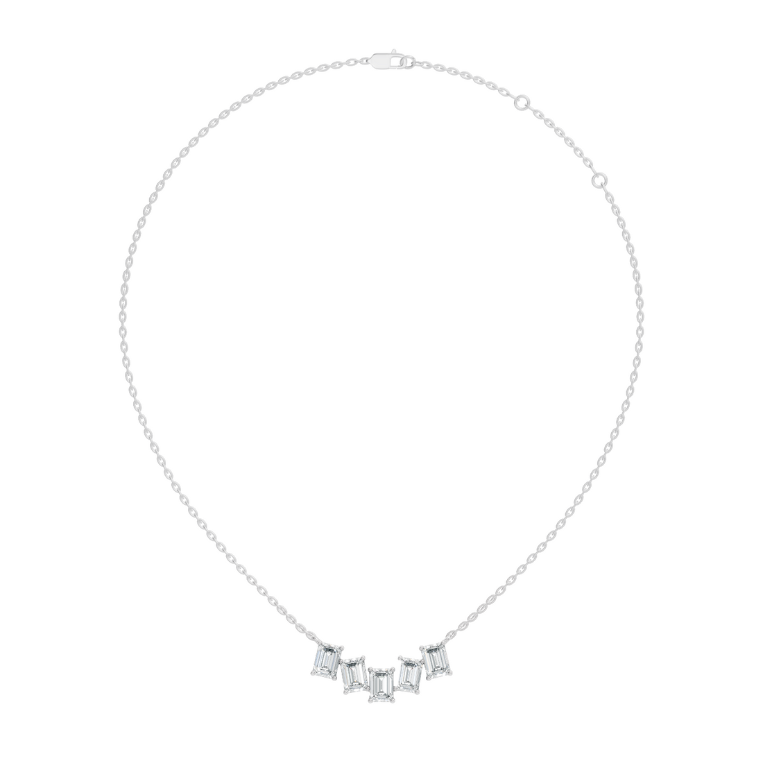5-Stone Curved Emerald Cut Diamond Journey Necklace Pendant