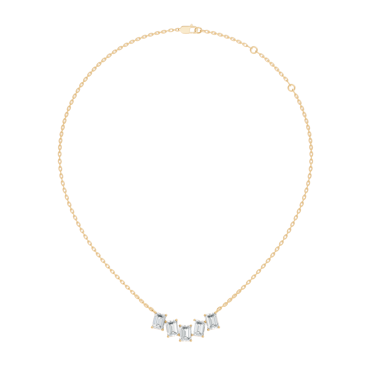 5-Stone Curved Emerald Cut Diamond Journey Necklace Pendant