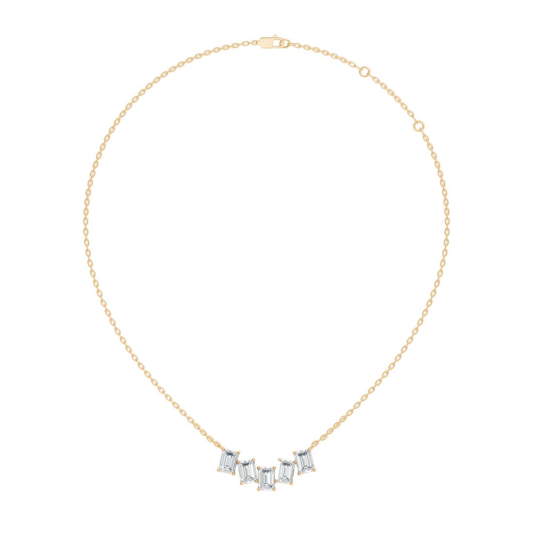 5-Stone Curved Emerald Cut Diamond Journey Necklace Pendant