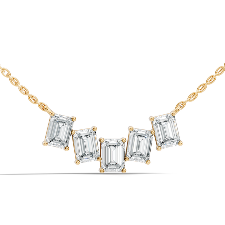 5-Stone Curved Emerald Cut Diamond Journey Necklace Pendant