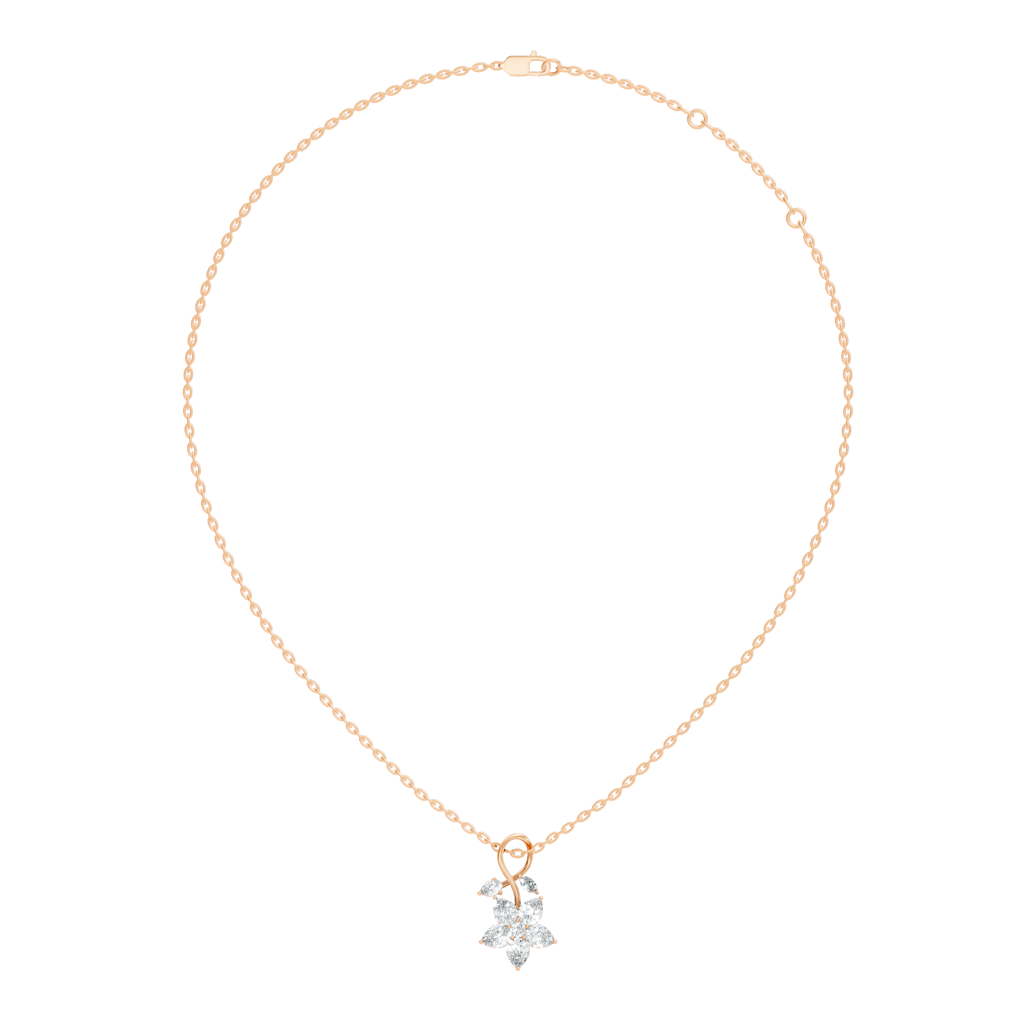Floral Pear & Marquise Diamond Swirl Drop Pendant