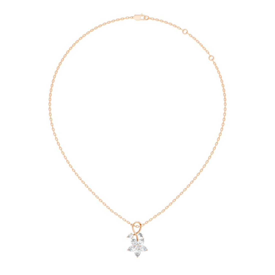 Floral Pear & Marquise Diamond Swirl Drop Pendant