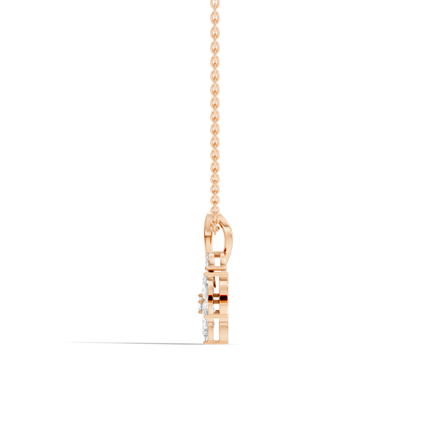 Floral Pear & Marquise Diamond Swirl Drop Pendant