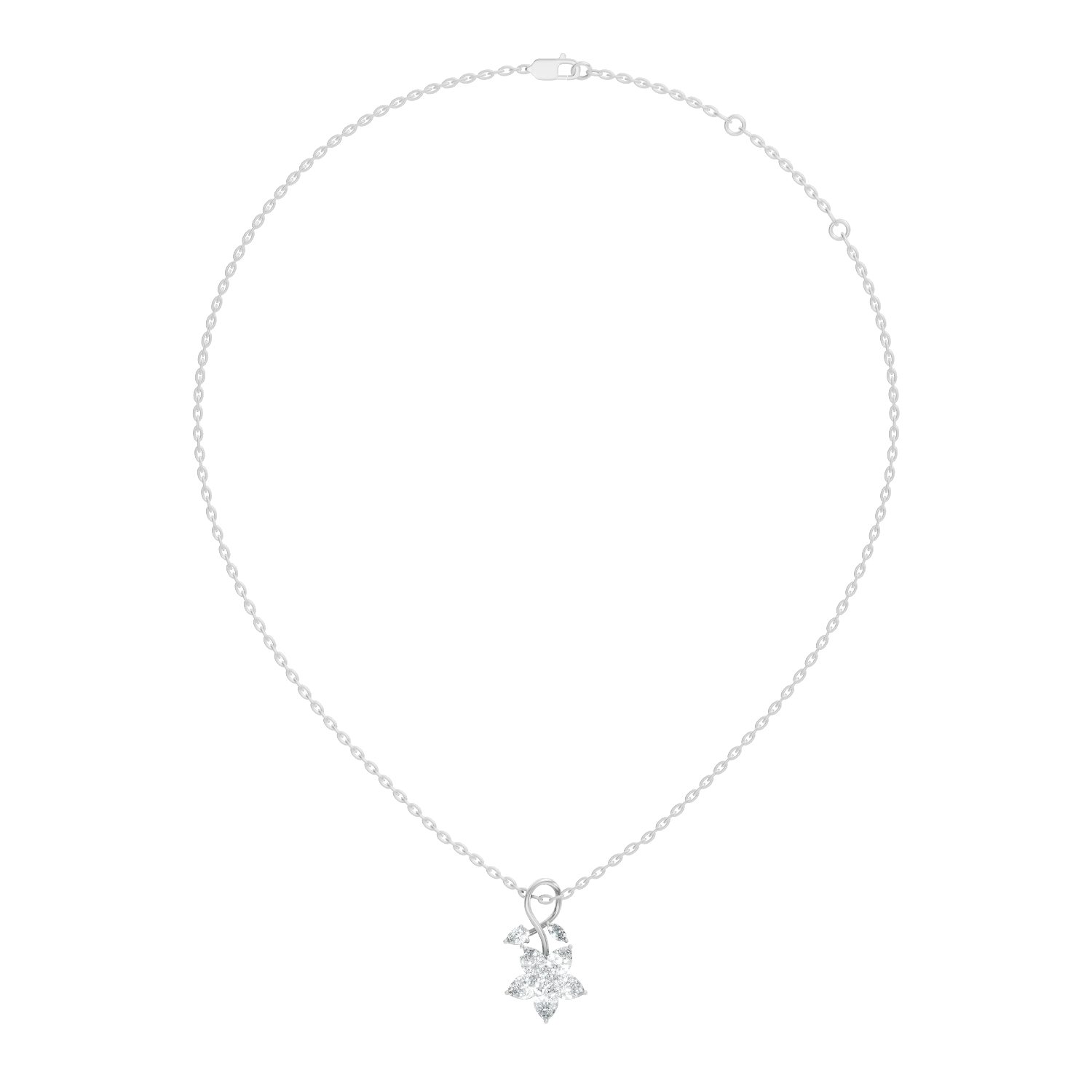 Floral Pear & Marquise Diamond Swirl Drop Pendant