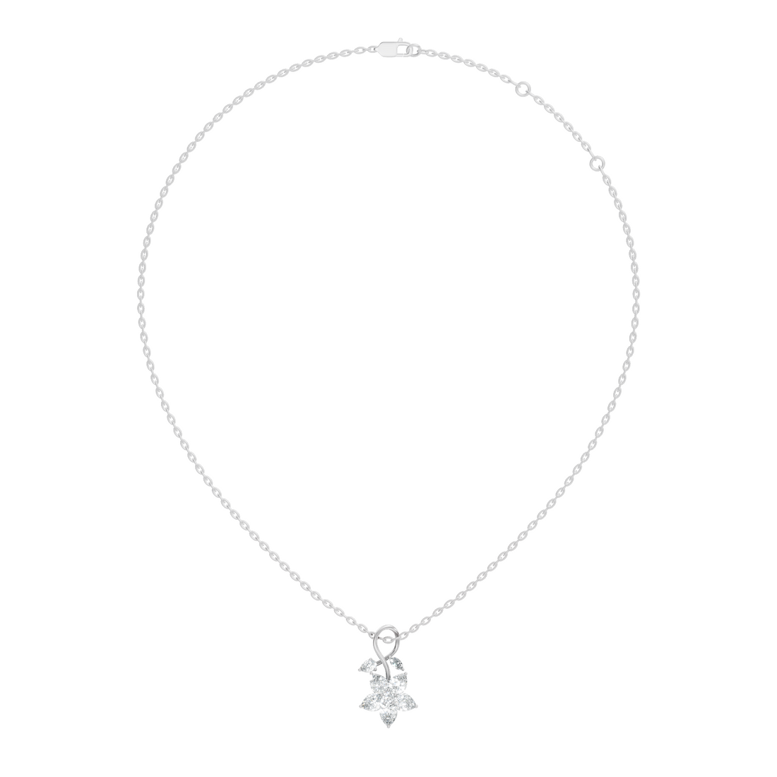 Floral Pear & Marquise Diamond Swirl Drop Pendant