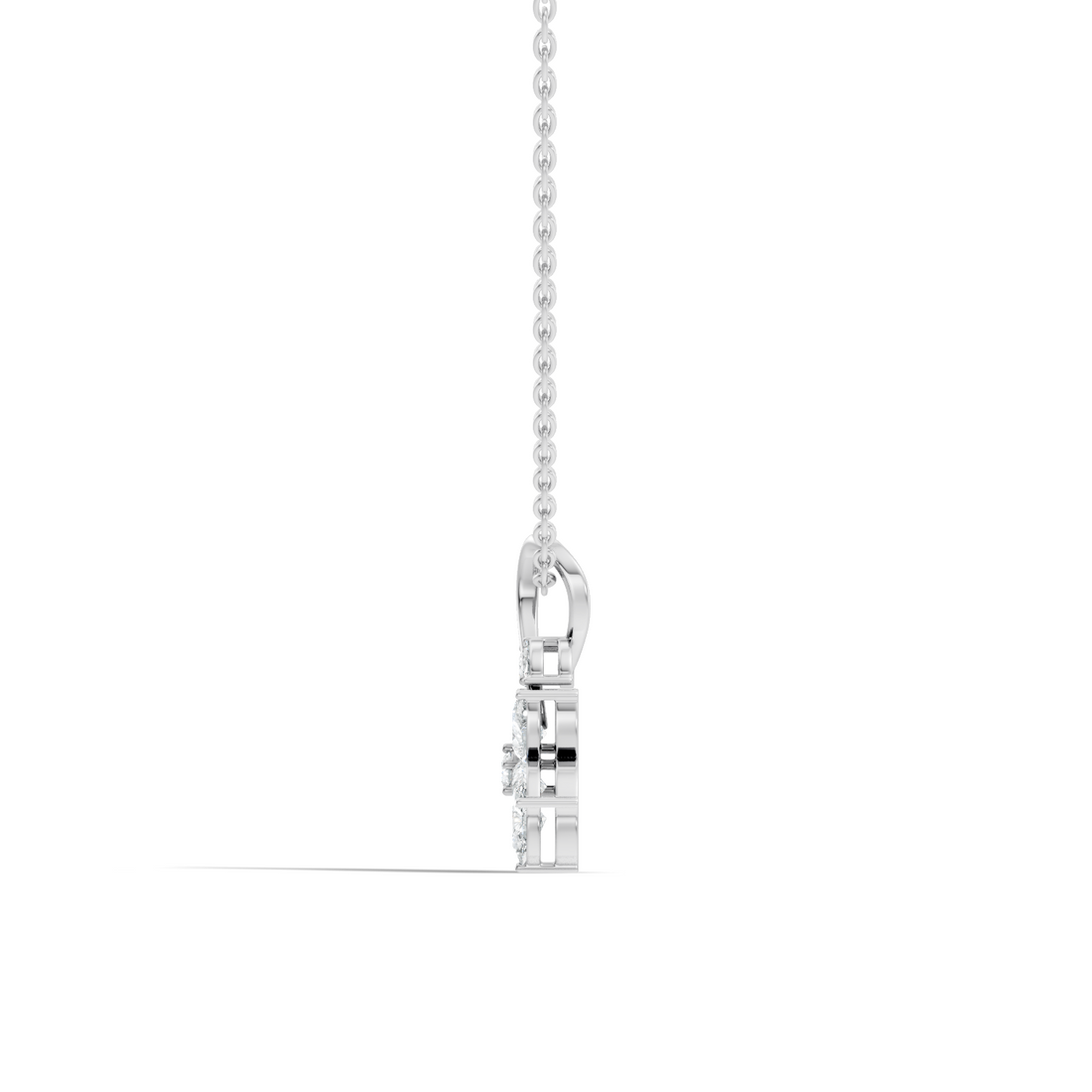 Floral Pear & Marquise Diamond Swirl Drop Pendant