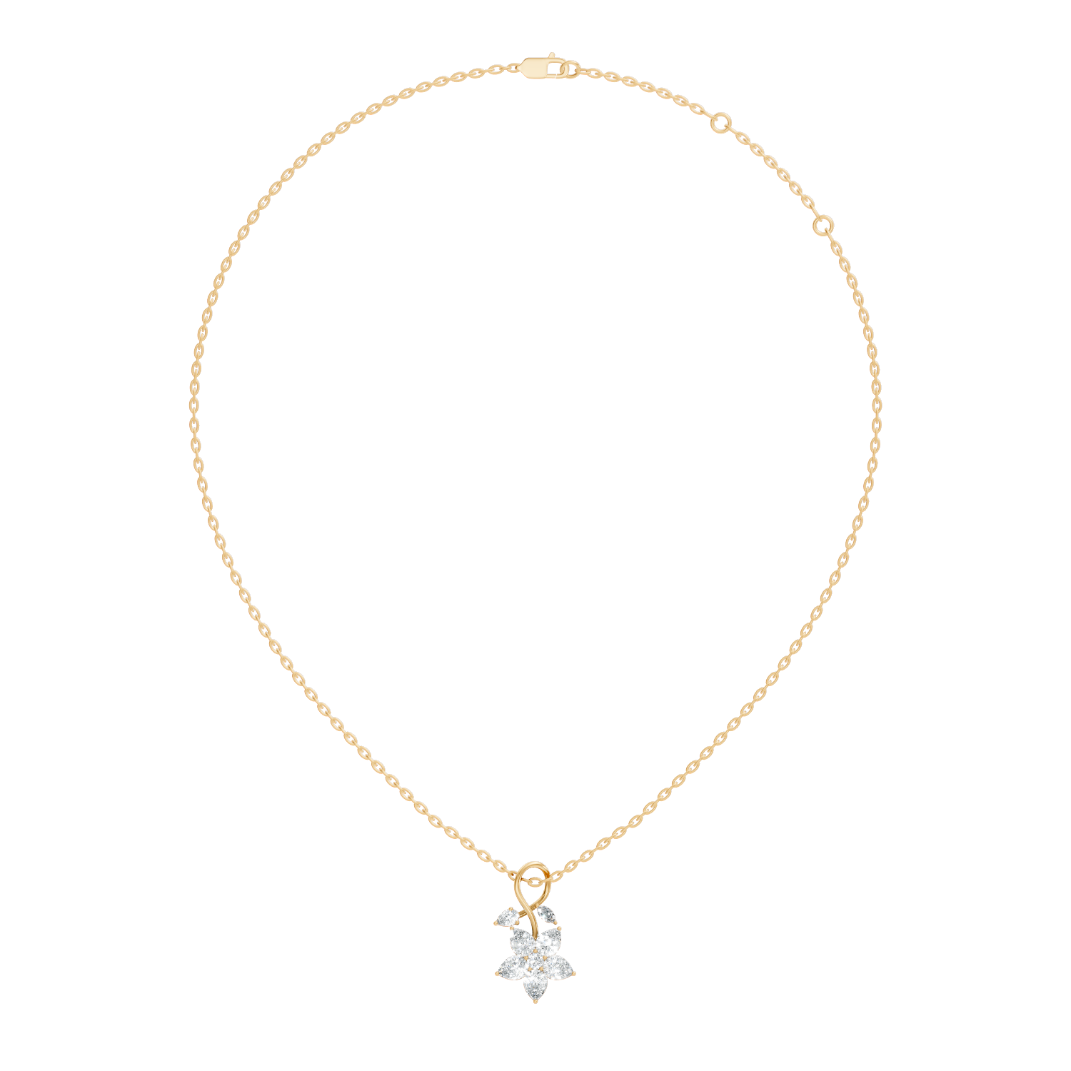 Floral Pear & Marquise Diamond Swirl Drop Pendant